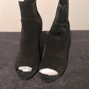 Guess black suede peep toe booties